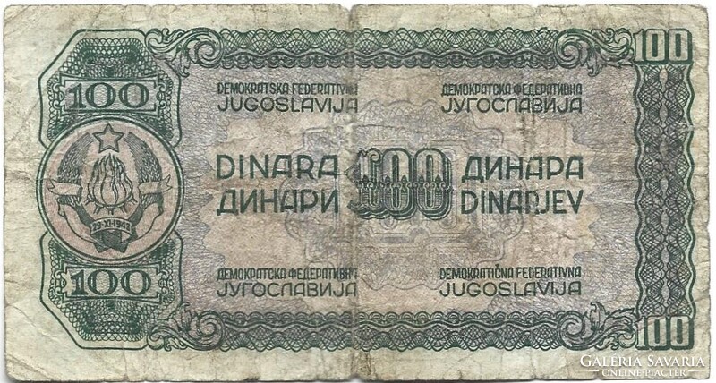 100 dinár 1944 Jugoszlávia Partizán bankjegy
