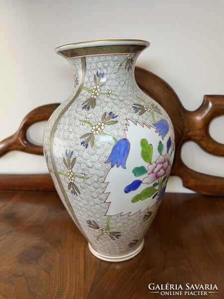 GYÖNYÖRŰ, NAGYMÉRETŰ HERENDI CUBASH MINTÁS PORCELÁN VÁZA