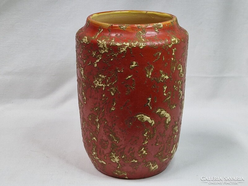 Szép formájú Tófej jelzett iparművészeti mázas kerámia váza hibátlan állapotban 18,5 cm magas