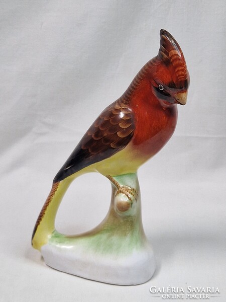 Bodrogkeresztúri nagy méretű kézzel festett kerámia papagáj figura hibátlan állapotban 20 cm. magas