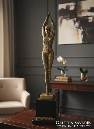 Art Deco "Exotic Dancer" – Jelzett luxus szobor (D.H. Chiparus stílus)