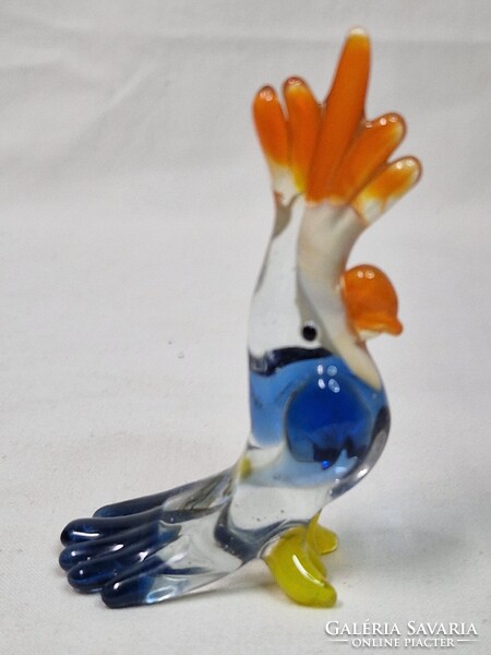 Muránói kézműves sokszínű díszüveg madár figura hibátlan állapotban 8 cm. magas