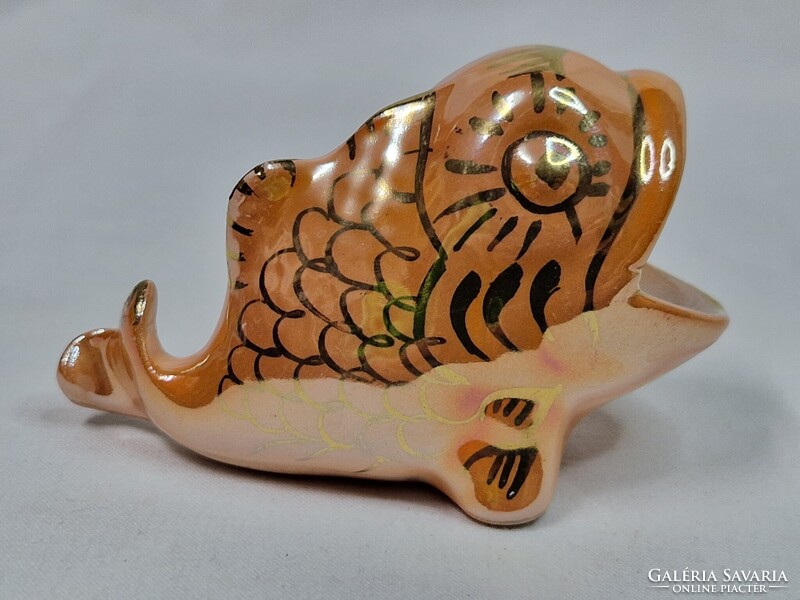 Kerámia Iparművész szerencsehozó lüszter mázas kerámia hal figura hibátlan állapotban 5,5 cm. magas