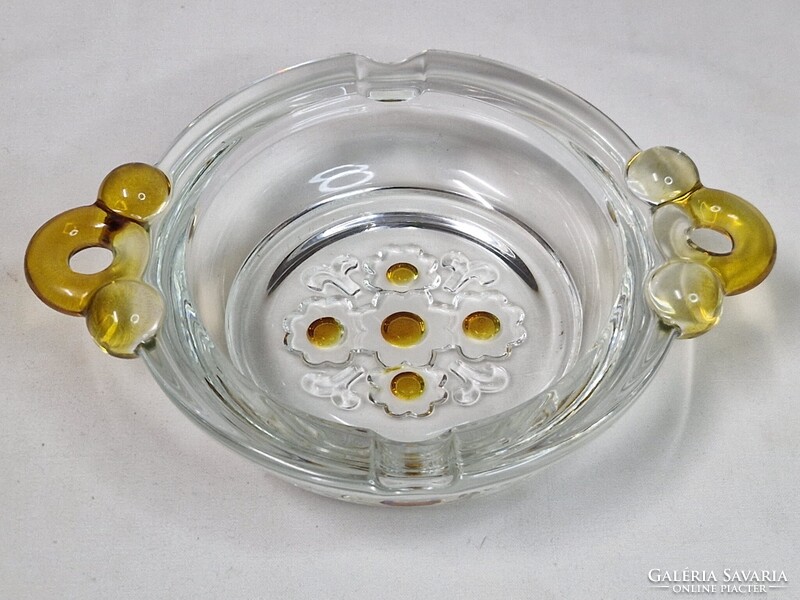 Régi vastag falú díszüveg hamutál hibátlan állapotban 19,5 cm. átmérőjű