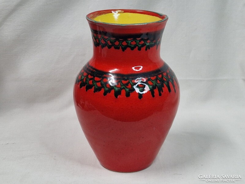 Jelzett, iparművészeti, mázas, kerámia, váza, szép állapotban 20 cm. magas
