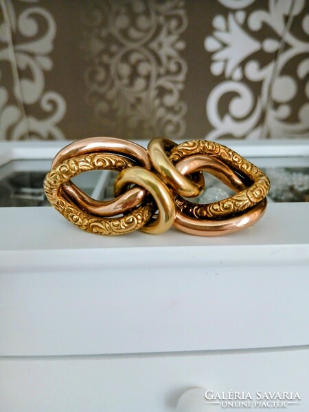 Gyönyörű artdeco antik arany bross kétszínű