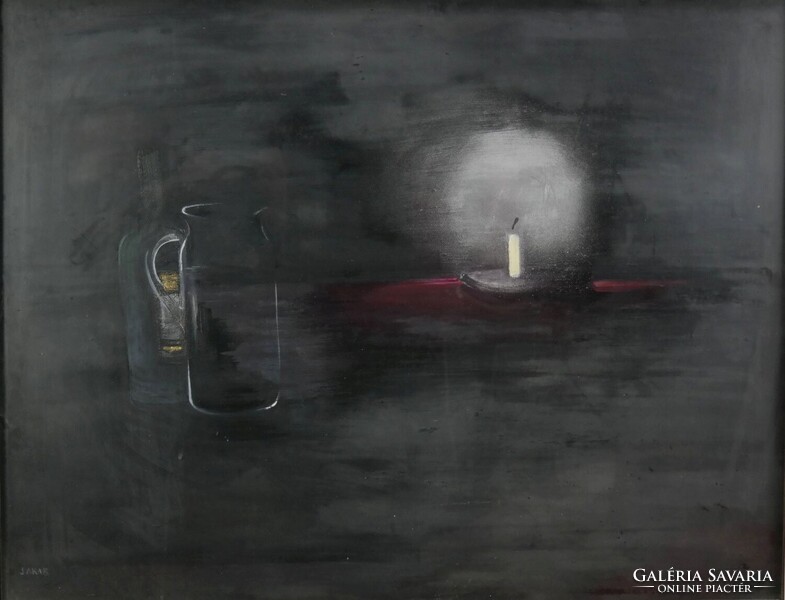 Jakab Eszter: Egyedül, 70x90cm, olaj, fa - 51017