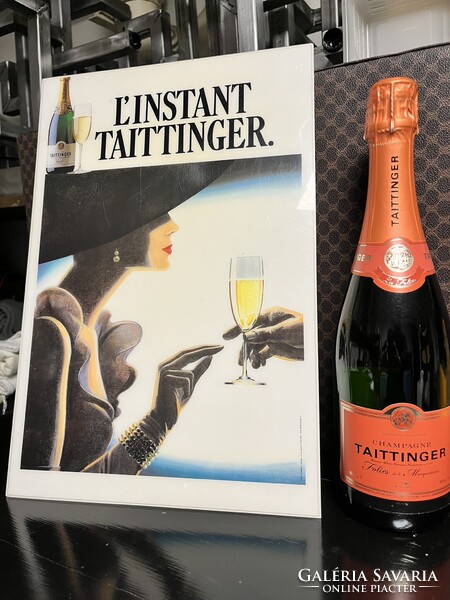 CHAMPAGNE CLUB - L’Instant Taittinger – Ritka, 1980-as évekbeli francia reklámplakát