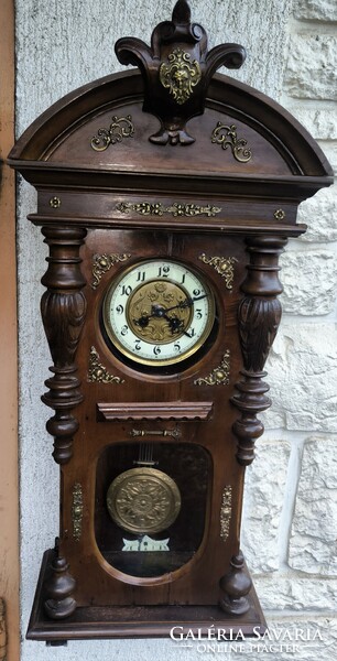 Antik cizellàlt réz díszes faragott Ónémet Bécsi rokokó különleges cizellàlt fali óra feles ütős