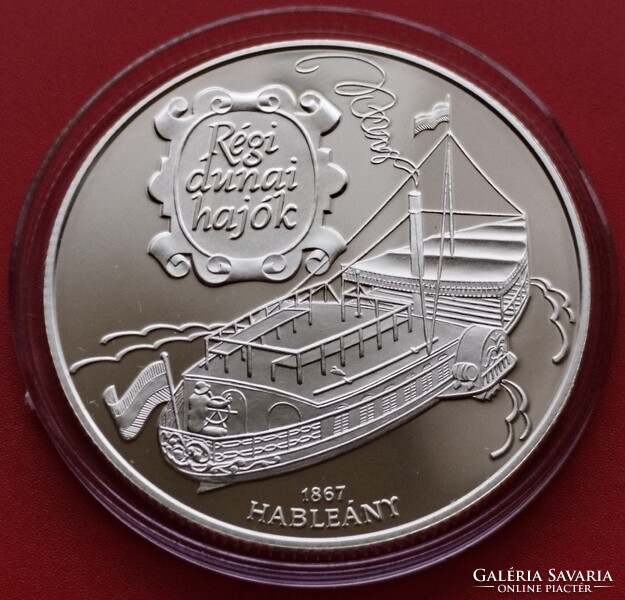 1995 évi 1.000 Forint tükörveret UNC. Régi Dunai Hajók. Hableány. 1 uncia 925% ezüst.