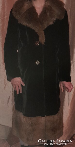 Fekete műszőrme panofix női kabát