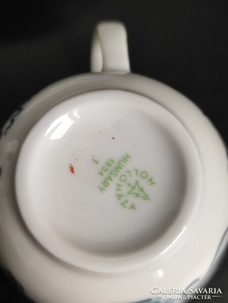 Hollóházi porcelán kávés készlet kék fehér modern hagymavirág mintával