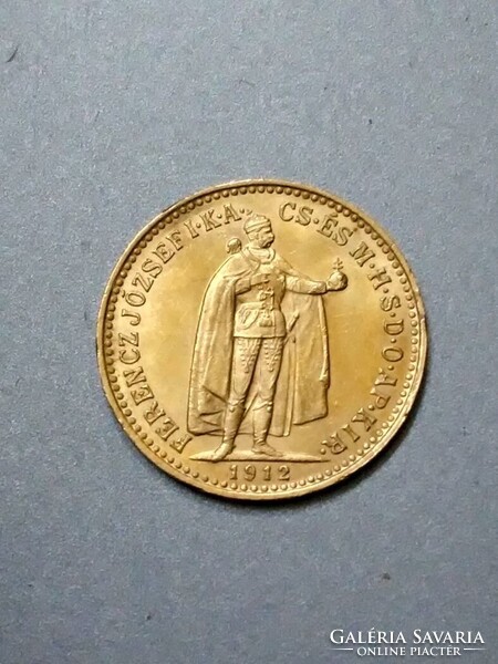 Arany 10 korona, 1912, K.B. Extra állapot. 3,4 gr.