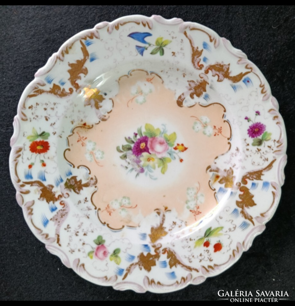 BIEDER 1830-1893 TK KLÖSTERLE KÉZZEL FESTET,ÉS ARANYOZOTT VASTAG PORCELÁN KISTÁNYÉR