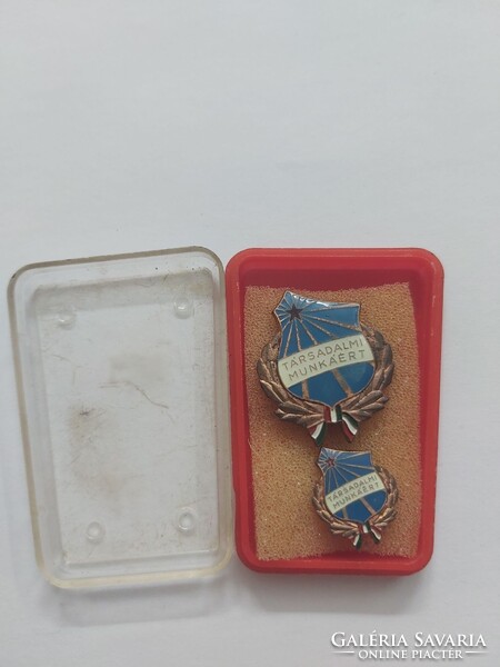 Társadalmi munkáért jelvény, kitűző, minivel -  bronz fokozat