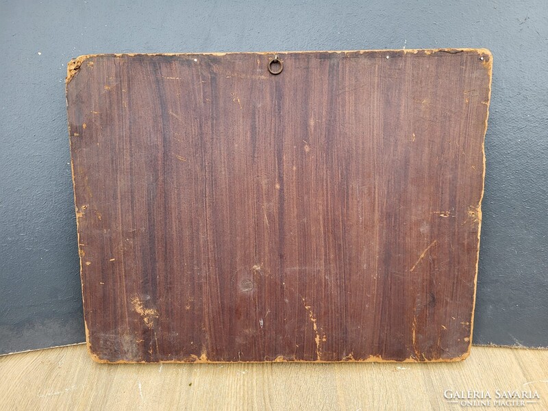 Rokokó stílusú olajfestmény – sakkjátszma jelenet, díszkeretben (45×35 cm)