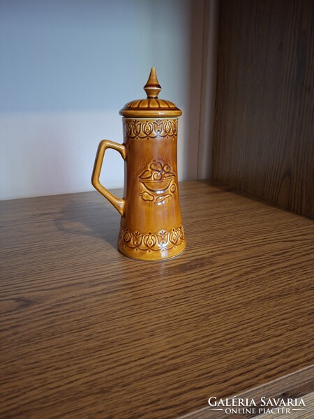 Kispest Gránit kerámia fedeles korsó. Szentesi emlék. 24 cm. Hibátlan. Jelzett