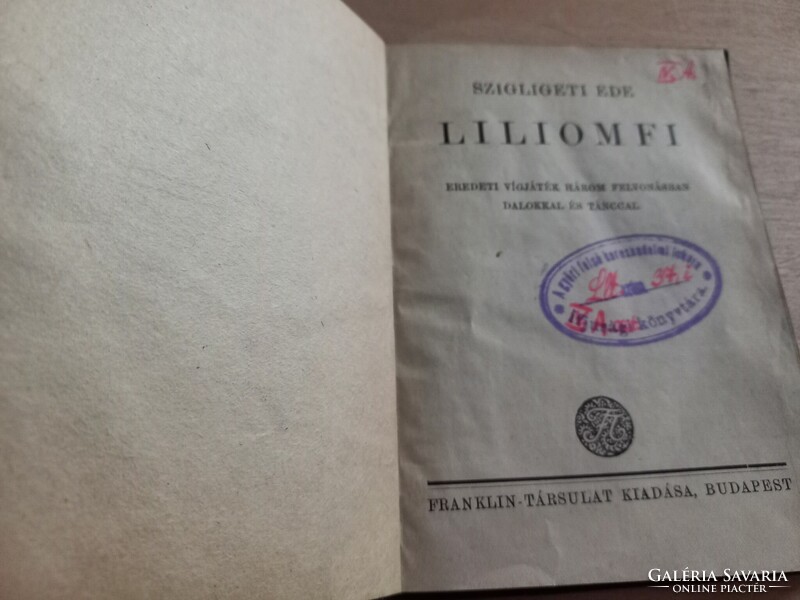 Szigligeti Ede: Liliomfi Franklin Társulat Kiadása
