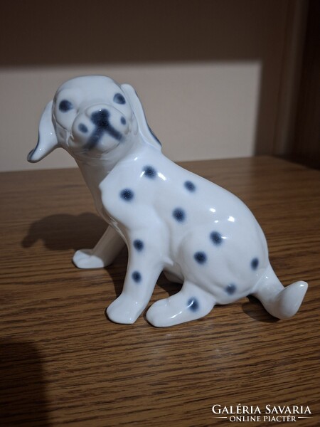 Porcelán dalmata kutya, kutyus. 16,3 cm. Jelzett