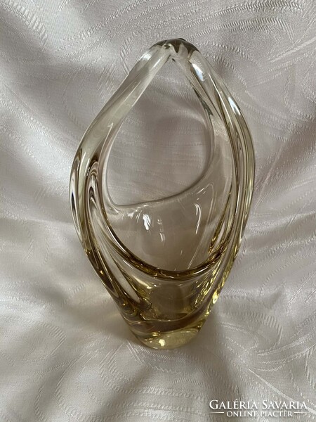 CSODÁS MILOSLAV KLINGER MŰVÉSZÜVEG KOSÁR TÁL ASZTALKÖZÉP ('60-as évek)