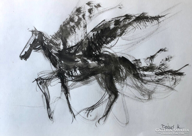 Pegazus art by Konrad Biro. Eredeti tus festmény. Alacsony induló árral! Egy hét-egy esély!