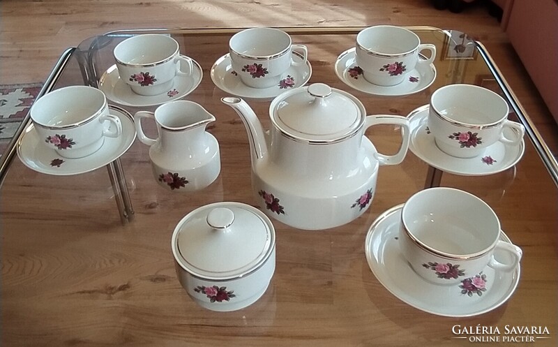 Hollóházi rózsás teás készlet