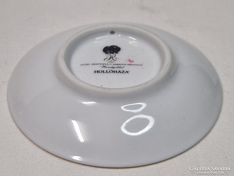 Szász Endre Hollóházi 21 karátos arannyal festett gyűrűtartó hibátlan állapotban 8 cm. átmérőjű