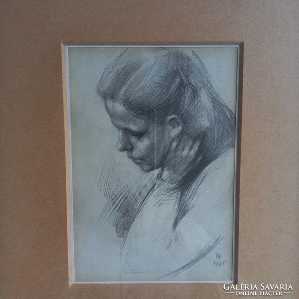 Soltra Elemér : Olvasó lány, grafit