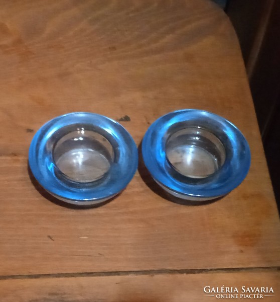 2 beautiful glass candle holders in good condition blue color