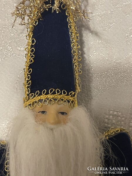 Gyönyörű retró Orosz kézműves karácsonyfa dísz, porcelán az arca, nagy.