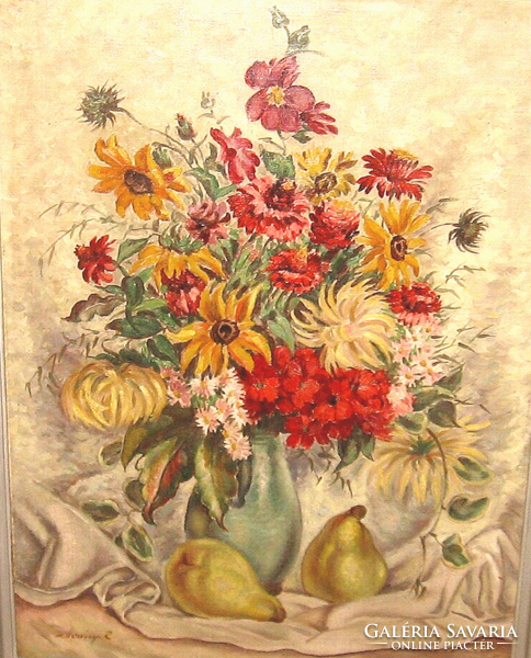 GARANTÁLTAN EREDETI CSODÁS MERÉNYI RUDOLF  /1893- / VIRÁGCSENDÉLET