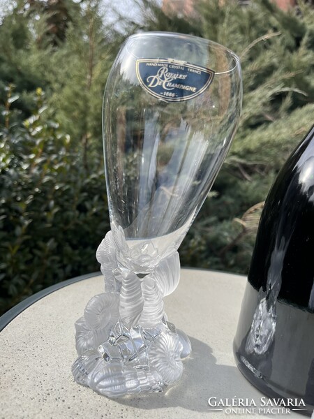 CHAMPAGNE CLUB - Royale de Champagne – Ritka, kézzel fújt kristály pezsgőspohár pár (1960-as évek)