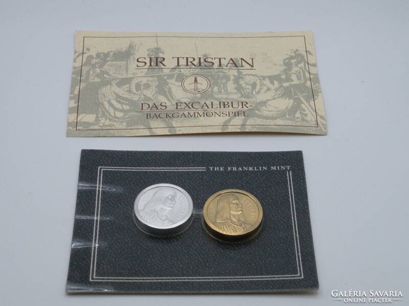 K397 RITKA! Franklin Mint SIR TRISTAN arany ezüst zseton EXCALIBUR BACKGAMMON