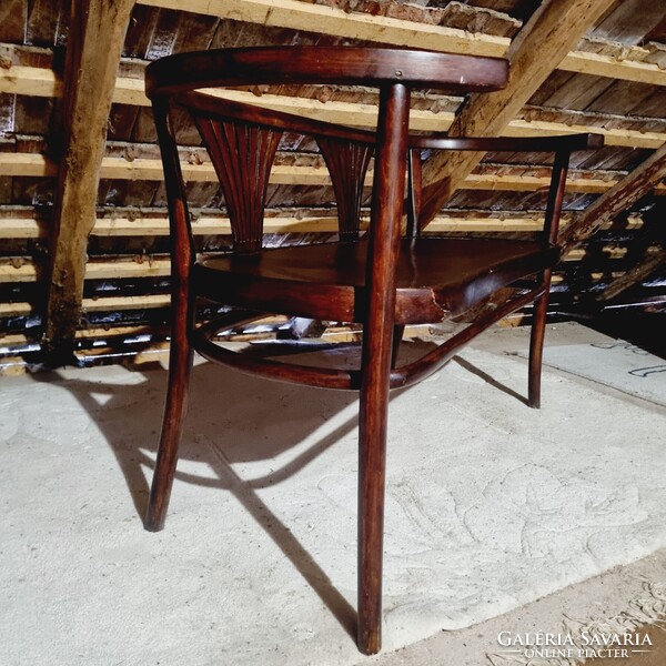 Szecessziós bécsi Thonet ülőgarnitúra, pad + 4db szék