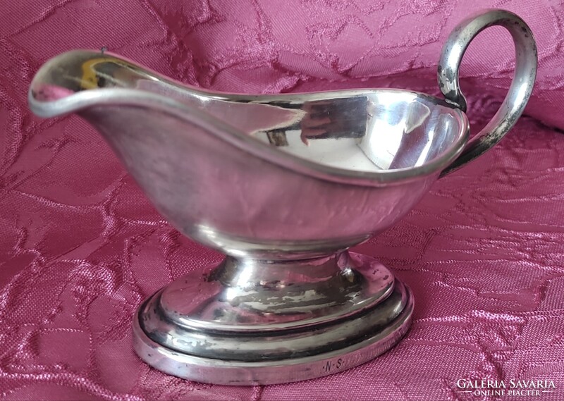 Antik ezüstözött szószos tál tálka kiöntő régiség szervírozás