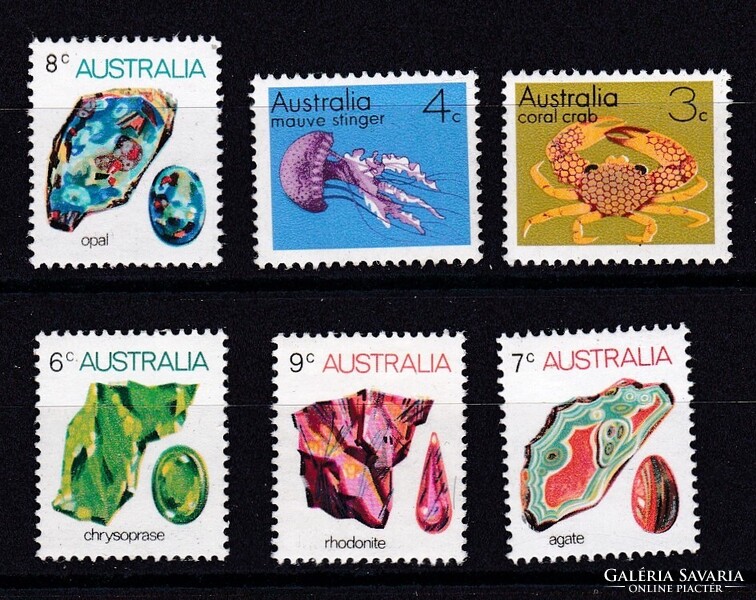 1973 Ausztrália Tengeri Élővilág és Drágakövek Gyönyörű Postatiszta Bélyegsor