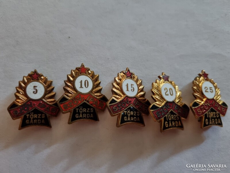 Szövetkezeti ipar törzsgárda, kitüntetés, jelvény sor - aranyozott kivitelű, tűzzománc változat