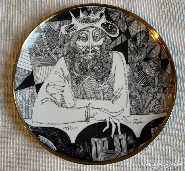 Hollóházi porcelán Szász Endre falitányér