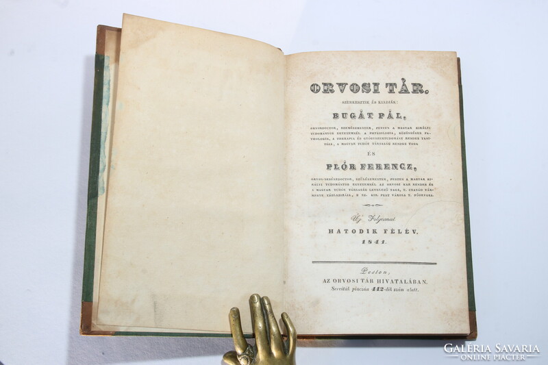 1841 Orvosi tár  - Pálinkaiszákosság, Az Aradi kórház kihajtható metszetével Érdekes orvosi cikkek !