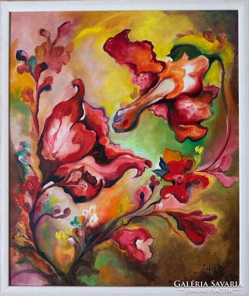 Gombor József festmény (olaj) aláírt, dedikált