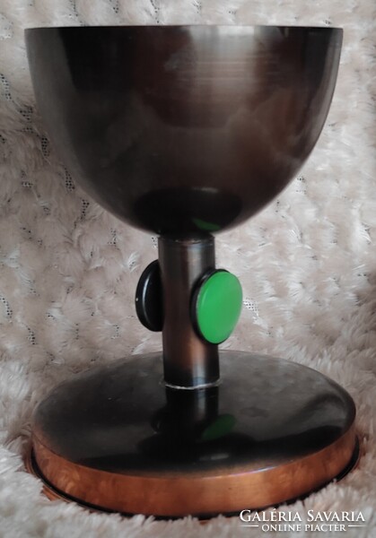 Vörös réz gyertya tartó egyedi dísz régiség kézműves jellegű