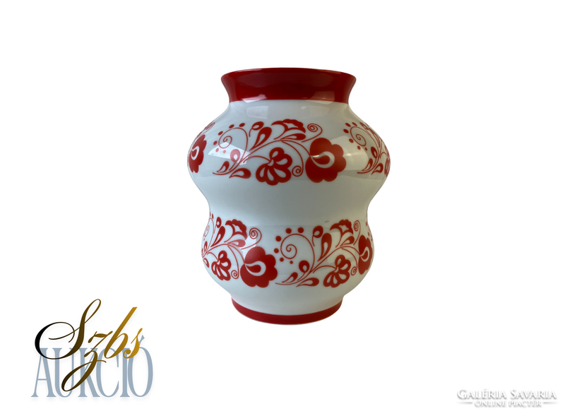 Zsolnay váza piros kalocsai mintával - Vitrin állapot!