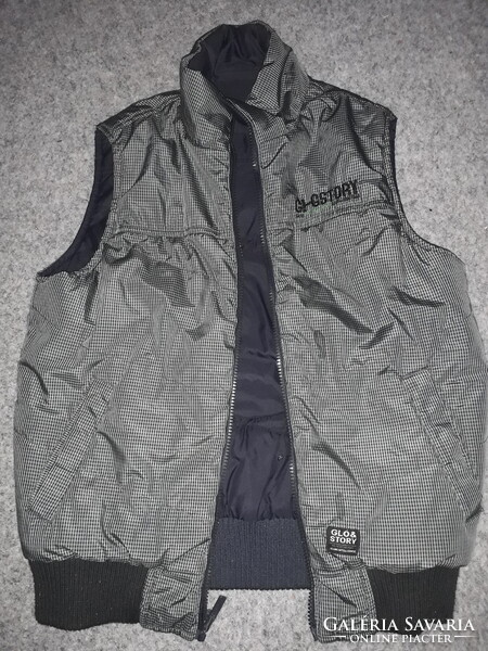 GLO-Story 2 oldalas fekete vastag meleg zsebes téli mellény158-164 újszerű