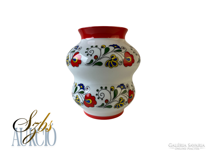 Zsolnay váza többszínű kalocsai mintával - Vitrin állapot!