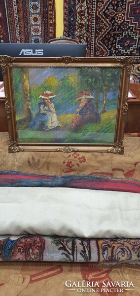 Vaszary J. szignóval ellátott festmény. 47cm x 37 cm. Nagyon szép élénk színvilággal megfestett.