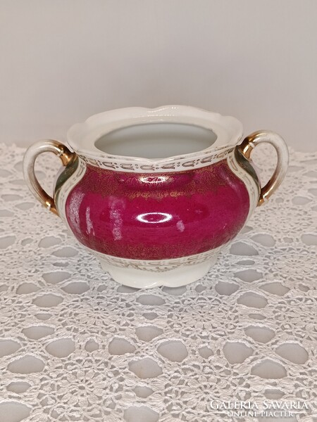Cseh Altwien zsánerjelenetes porcelán CUKORTARTÓ