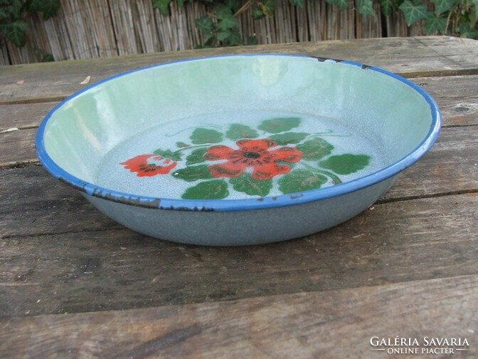 Régi konyhai tárgy tányér zománcozott tányér