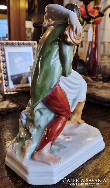 Herendi porcelám mulatozó pár - hibátlan, jelzett darab