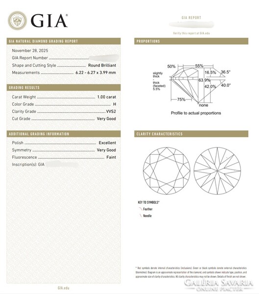 GIA 1.00 ct  modern kerek briliáns csiszolású természetes gyémántok