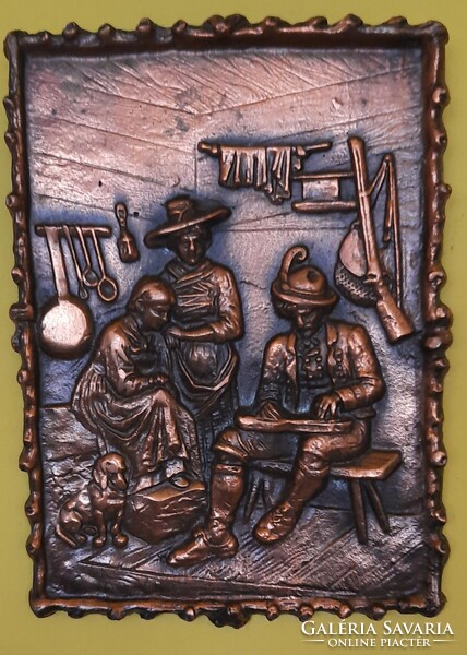 Réz falidísz – Paraszti életkép, 3D dombormű